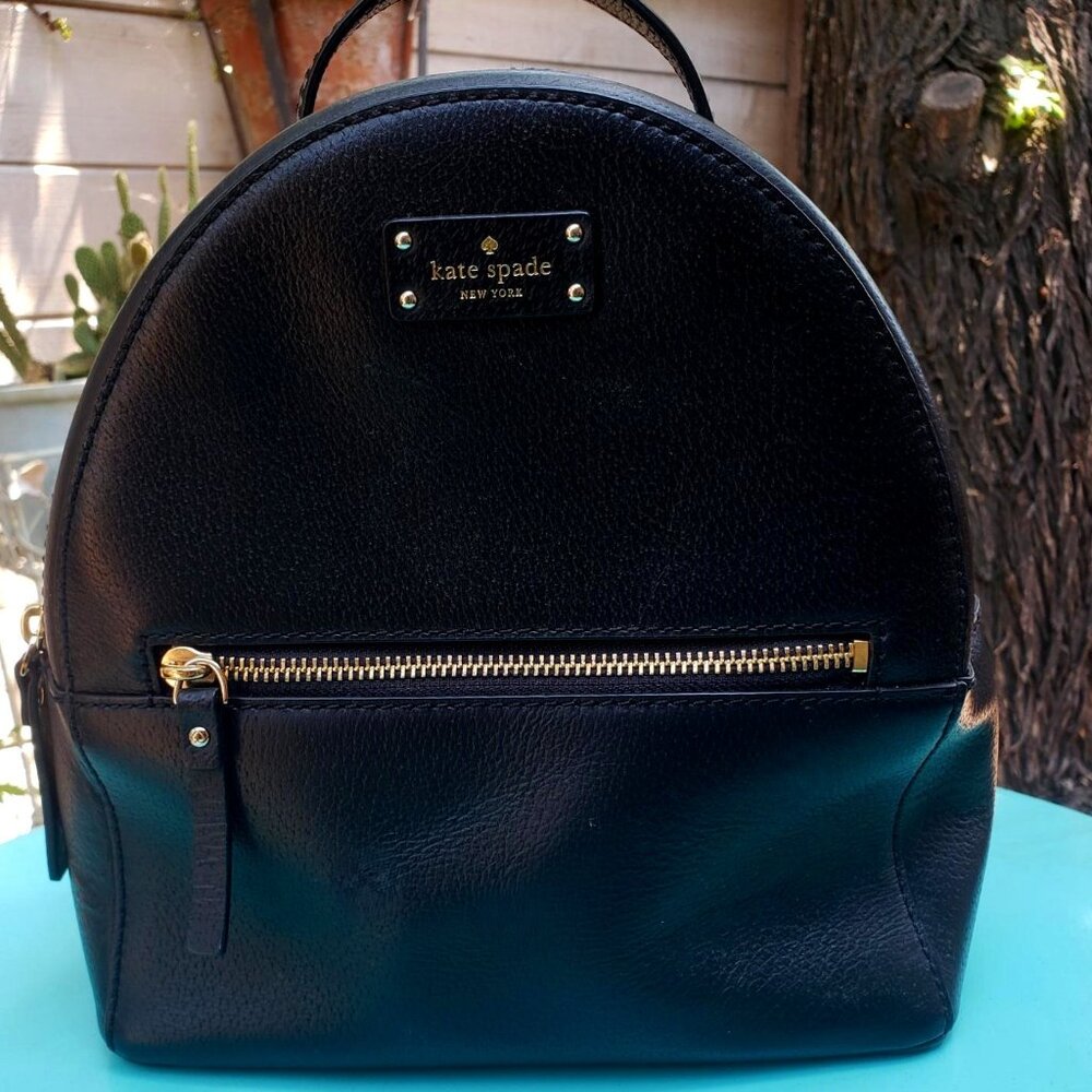 Kate Spade Black Leather Backpack, Like New